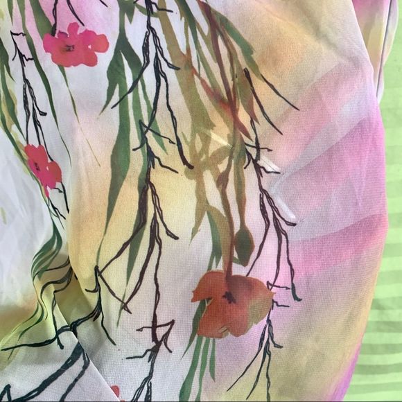 Daniel Benjamin Sheer Silky Floral Top Size L - Picture 4 of 6